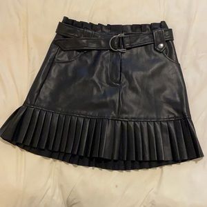 Zara black fringe faux leather skirt